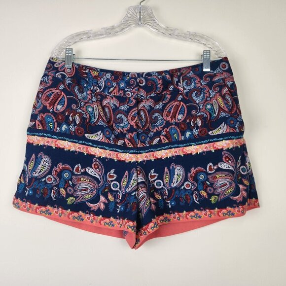 LOFT Size 10 Multicolor Paisley Print Boho Colorful Women's Short with Pockets - Picture 2 of 7